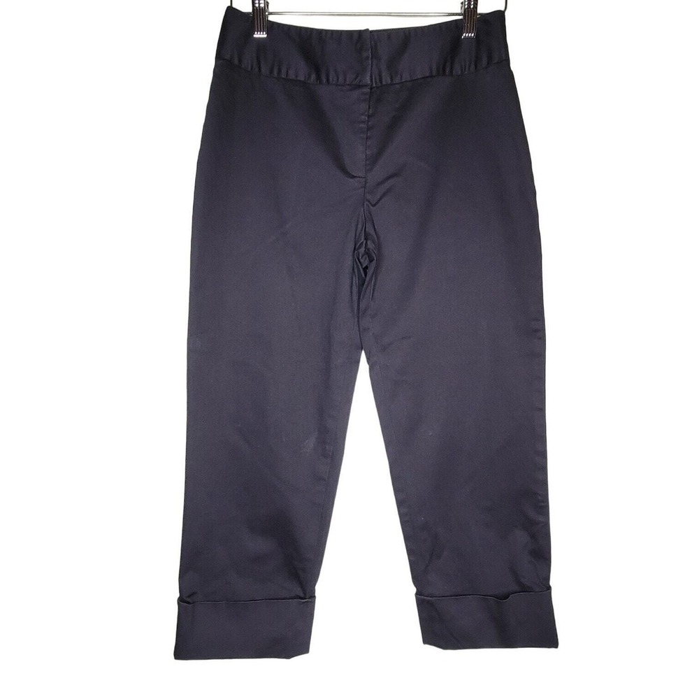 J. McLaughlin Black Cropped Cuffed Trousers Pants Size 4 Preppy Classic USA